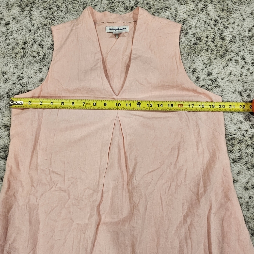 Tommy Bahama SZ M Daphne Sleevless Linen Blend Shift Dress Lined Pink Pockets - Picture 7 of 9